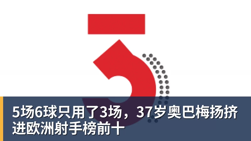 5场6球只用了3场，37岁奥巴梅扬挤进欧洲射手榜前十